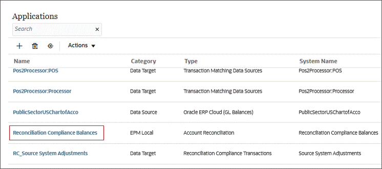 Navigate to Reconciliation Compliance Balances